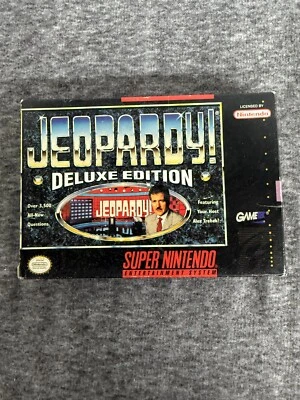 Jeopardy Deluxe Edition (Nintendo SNES 1993) CIB Complete In Box w/Manual - Image 1 of 4