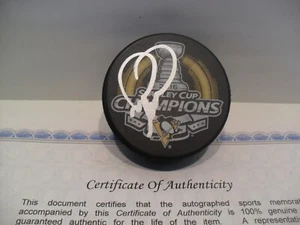 Mark Recchi Signed Pittsburgh Penguins 2016 Stanley Cup Champions Puck COA NICE! - Picture 1 of 2
