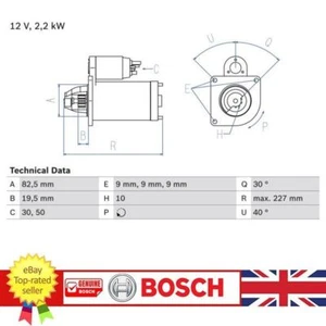 Starter For Jeep CHEROKEE 01-08 56041579AB BOSCH 0986024750 - Picture 1 of 2