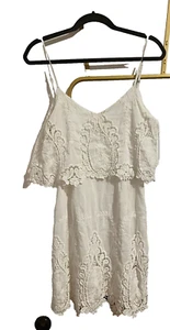 white lined lace mini dress - Picture 1 of 5