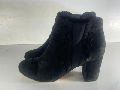 Boohoo Damas Negro Imitación Gamuza Elástico Refuerzo Botines Zapatos UK 4 EUR 37-B8 Foto 1 de 4
