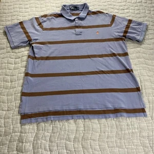 Polo Ralph Lauren Shirt Mens 2XLT Blue Brown Stripe Short Sleeve Vintage Casual - Picture 1 of 11