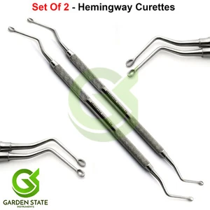 Periodontal Bone Spoon Scoop Tissue Grafting Curettes Hemingway 878,879 Set Of 2 - Picture 1 of 3