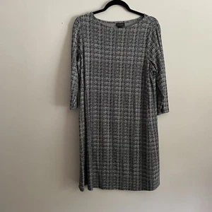 J.Jill Wearever Collection Sz MP Herringbone Houndstooth 3/4 Sleeve Shift Dress - Picture 1 of 9