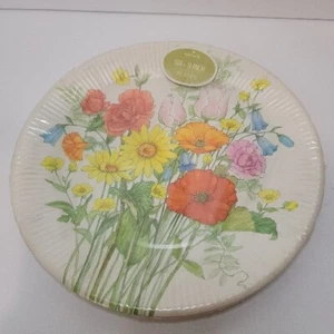 Hallmark Wildflowers Vintage Six 9-inch Paper Plates Floral Bouquet Tea Party - Picture 1 of 6