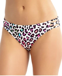 CALIFORNIA WAVES Juniors Leopard Strappy Hipster Bikini Bottoms Small Swimwear - Picture 1 of 2