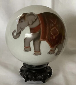 Unmarked Large Heavy Ceramic Carpet Bowl with Asian Elephant Design - Great Xmas Gift >