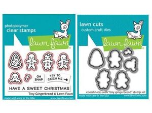 Lawn Fawn Photopolymer Clear Stamp & Die Combo ~ TINY GINGERBREAD ~ 2417, 2418