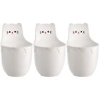 3 Pieces White Pp Cat Storage Box Office Adhesive Desk Pen Holder Trash Can