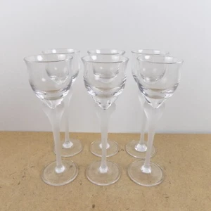 6 Mikasa Crystal Sea Mist Frost 6.1" Cordial Glasses Ribbed Stem - Picture 1 of 3