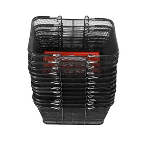 Cestas de compras portátiles simples de 12 piezas con asas cesta de compras de metal negra - Imagen 1 de 14