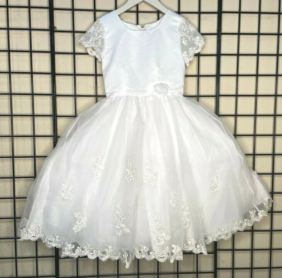 NWT NEW White Satin Tulle Sweetie Pie Pageant/Party/Formal Gown 7Y-Fit 7/8/9Y - Image 1 of 4