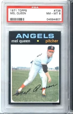 1971 Topps Baseball Cards #736 Mel Queen Angels PSA 8 NM-MT - Image 1 of 2
