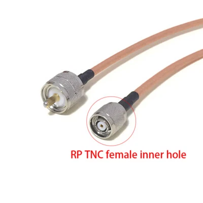 UHF male PL259 to RP TNC male plug RF coax cable RG142 20" low loss high quality - Image 1 of 4