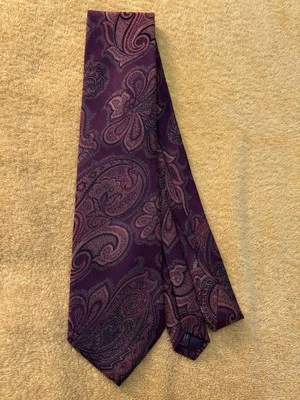 Corbata de cachemira de seda/lana borgoña y naranja 3,75x60 hecha en EE. UU. NUEVA SIN ETIQUETAS JOSEPH ABBOUD Foto 1 de 4