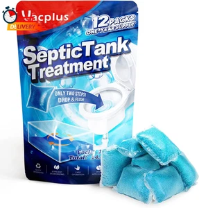 Vacplus Septic Tank Treatment 12 Pcs for 1-Year Supply, Dissolvable Packs with E - Picture 1 of 12