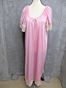 Vintage 70s Lady Romance Nightgown Womens 42/44 Lace Trim Peignoir Sleepwear - Picture 1 of 16