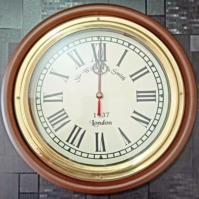 Reloj de pared de madera antiguo William Sir & Smith Londres decoración del hogar con romano Foto 1 de 3