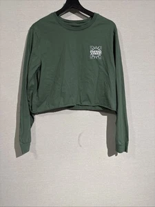 Vans Women’s Colima Long Sleeve BFF Cropped T-Shirt Green Size Large - Picture 1 of 9
