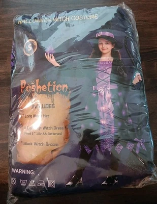 NUEVO Disfraz de Bruja Halloween Iluminado Vestido de Hechicera Sombrero Escoba Niños Pequeño Foto 1 de 4