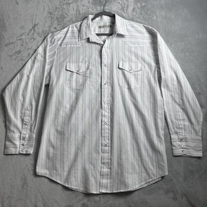 Roper Hemd Herren 2XL Western Pearl Snap Weiß Metallic Cowboy Rodeo Langarm - Bild 1 von 12