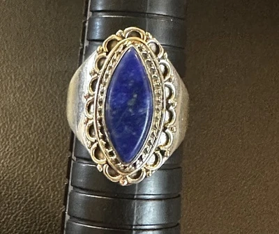Vintage Sterling Silver Lapis Lazuli Ring Size 9 1/2 5g Signed - Image 1 of 4