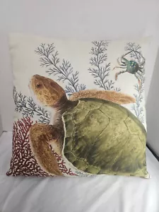 Pottery Barn Schildkröte und Krabbe Dekokissen Meer Wasser Thema Korallen Wasser - Bild 1 von 6