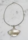 Mother Of Pearl Sterling Silver Pendant W/ 18" Omega Chain ~ 30.4G ~ 15-B1318