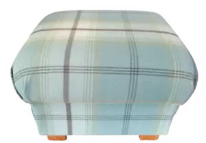 Porter & Stone Balmoral Duck Egg Fabric Footstool Tartan Check Pouffe Green Blue - Picture 1 of 24