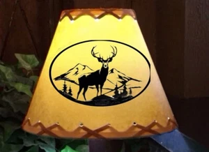 Rustic Oiled Kraft Clip-On Lamp Shade with Deer Decal - 9x4x7 - Picture 1 of 4