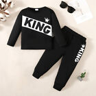 Baby Boy Solid Printed Autumn Long Sleeve Pullover Casual T-shirt Pants 2PCS Set