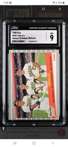 1989 FLEER #634 JOSE CANSECO-MARK McGWIRE ATHLETICS CGC 9 - Picture 1 of 2