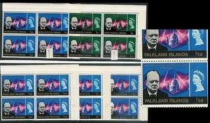 SOUTH ATLANTIC 1966 CHURCHILL VARIETY BLOCKS FALKLAND BAT ASCENSION ST HELENA L2 - Picture 1 of 1