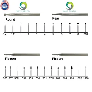 Wave Dental Surgical Length Burs Round 2 4 6 8 557 702 Carbide 25mm High Speed - Picture 1 of 176