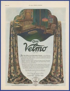 Vintage 1926 CHASE VELMO Mohair Velluto Tappezzeria Tessuto Arte Decorazione Stampa Pubblicità Anni 20 - Foto 1 di 1