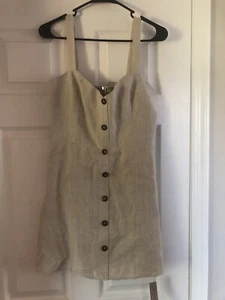 Reformation Haferflocken Leinen Minikleid Knopfleiste Größe 8 neu mit Etikett $ 198 Einzelhandel - Bild 1 von 5
