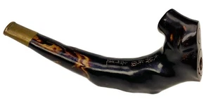 5” Smoking Pipe As Is Vtg China Wood Brass Tip Burl Gnarled Folk Art - Picture 1 of 10