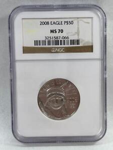 2008 Platinum American Eagle, NGC MS 70,  P$50,  1/2ozt  .999     L4.96