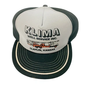 Vintage Newco Klima Well Service Claflin KS Gray Snapback Trucker Hat Cap - Picture 1 of 9