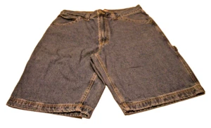 VNTG. OLD NAVY UOMO CARPENTIERE BLU JEANS PANTALONCINI J2K-TAGLIA 34 X 11" CUCITURE - Foto 1 di 9