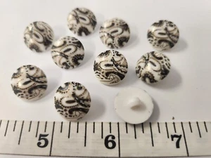 VINTAGE BUTTONS SET OF 12 WHITE GOLD BROWN BLACK TUZ3389 - Picture 1 of 1