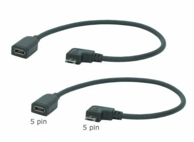 2Stück 1m Micro USB Cavo di Prolunga (5 Pin) Completamente Cablato 90° Prese - Immagine 1 di 3