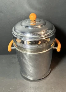 VTG Keystone Ware Mid Century Chrome Plated Porcelain Ice Bucket - Picture 1 of 7