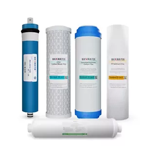 5 Stage Reverse Osmosis FULL Replacement Water Filter Kit with 100 GPD Membrane - Picture 1 of 12
