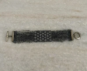 Beautiful Miriam Salat Beaded Silver Gray Beaded Sewn Bracelet  - Picture 1 of 5