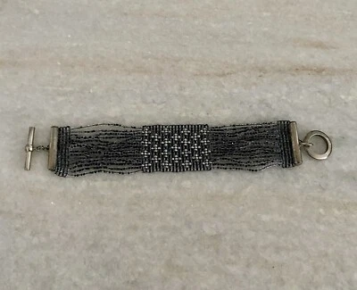 Hermosa Pulsera Miriam Ensalada Cuentas Plata Gris Cuentas Cosida  Foto 1 de 4