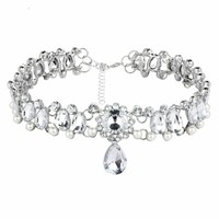 Jewelry Fashion Crystal Women Statement Necklace Choker Pendant Chunky Chain Bib