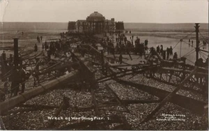 TARJETA POSTAL LOCAL RP NAUFRAGIO DEL MUELLE DE WORTHING (1913) 1917 SIDNEY C LACEY - Imagen 1 de 2