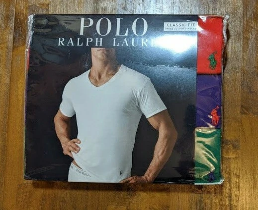POLO RALPH LAUREN Classic V-Neck Undershirts Men's Medium M purple/red/green NEW - Image 1 of 4
