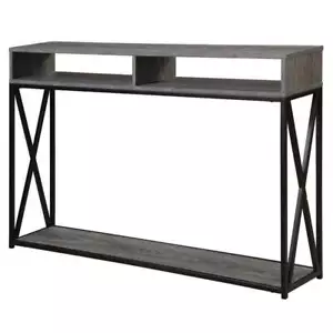 Convenience Concepts Tucson Deluxe Two-Tier Console Table in Gray Wood Finish - Picture 1 of 2